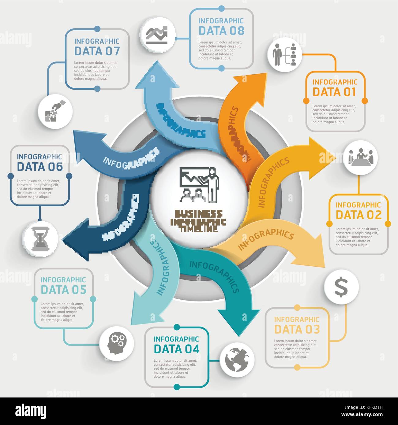 infographics template. Can be used for workflow layout, diagram, number options, web design and timeline. Stock Vector