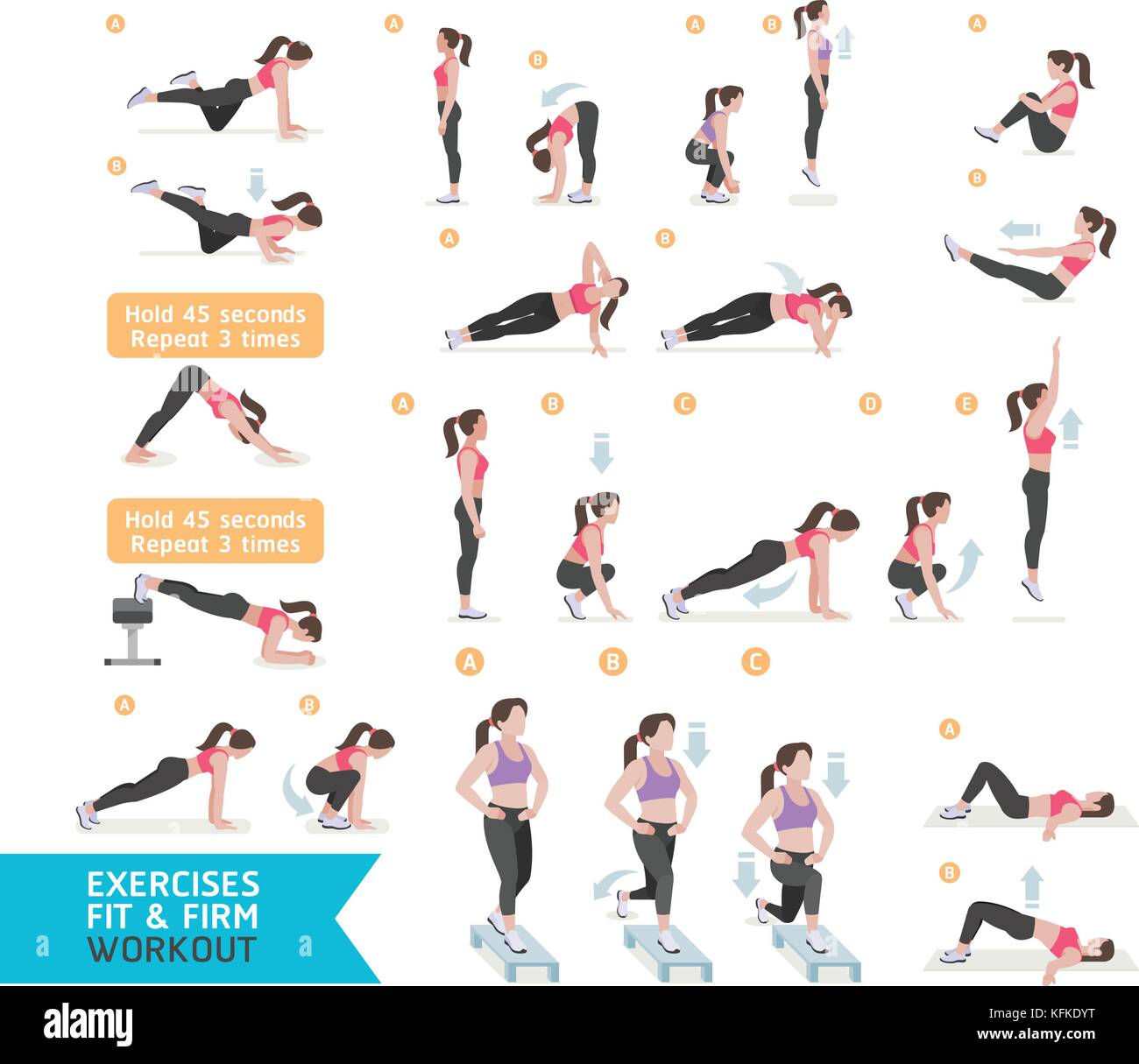 Woman workout fitness, aerobic and exercises. Vector Illustration Stock  Vector Image & Art - Alamy
