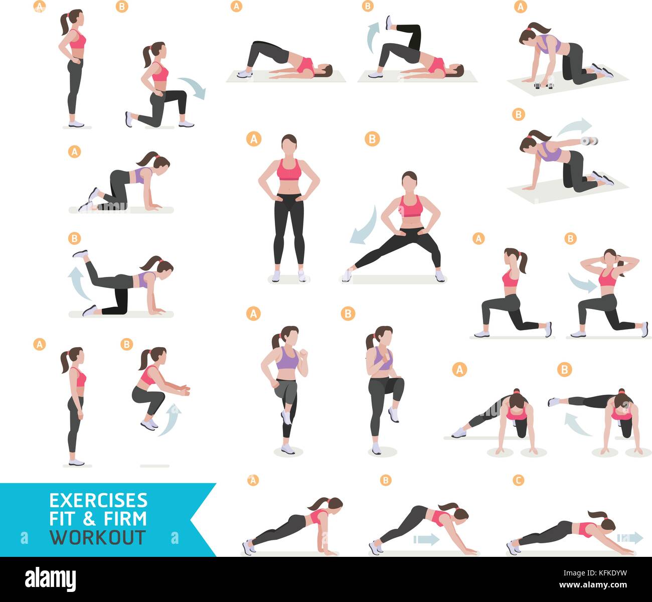 Woman workout fitness, aerobic and exercises. Vector Illustration