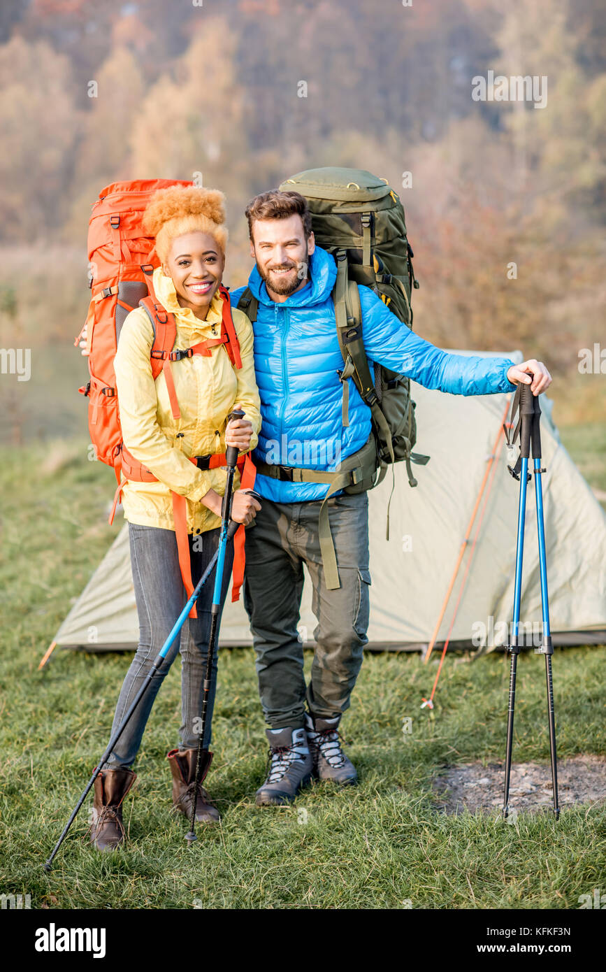 Couple Hiking With Backpacks Stock Photo Alamy couple-hiking-with-backpacks-stock-photo-alamy