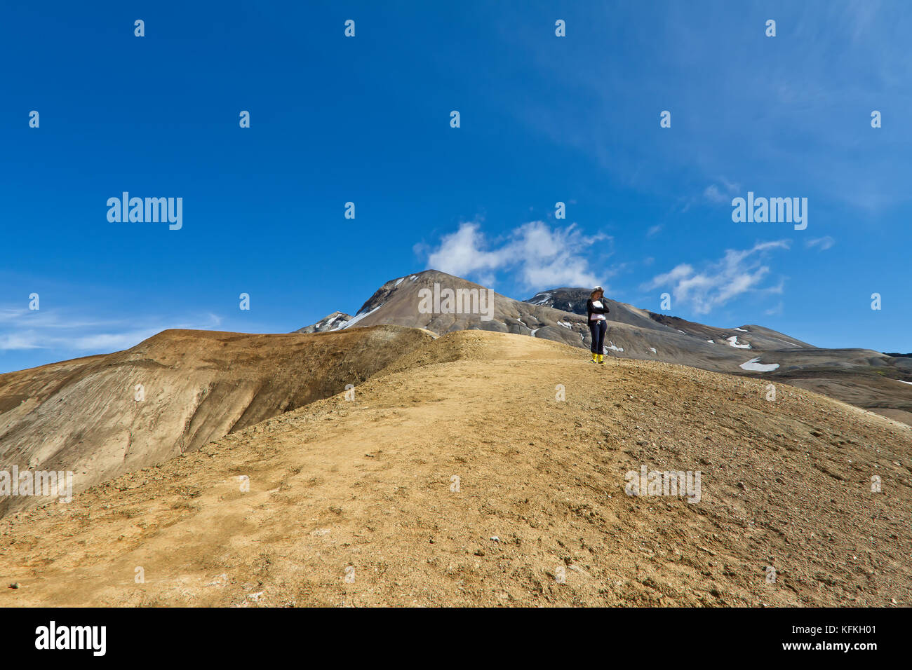 Kerlingarfjöll (1,477 m (4,846 ft)) is a mountain range in Iceland situated in the Highlands of Iceland near the Kjölur highland road. Stock Photo