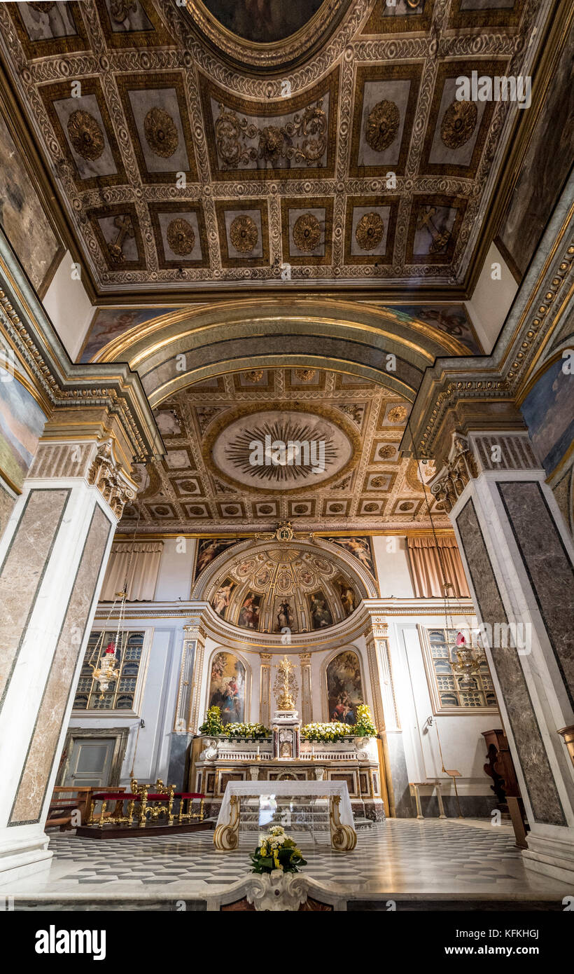 Interior of Basilica Sant' Antonino, Sorrento, Italy. Italian church Stock Photo
