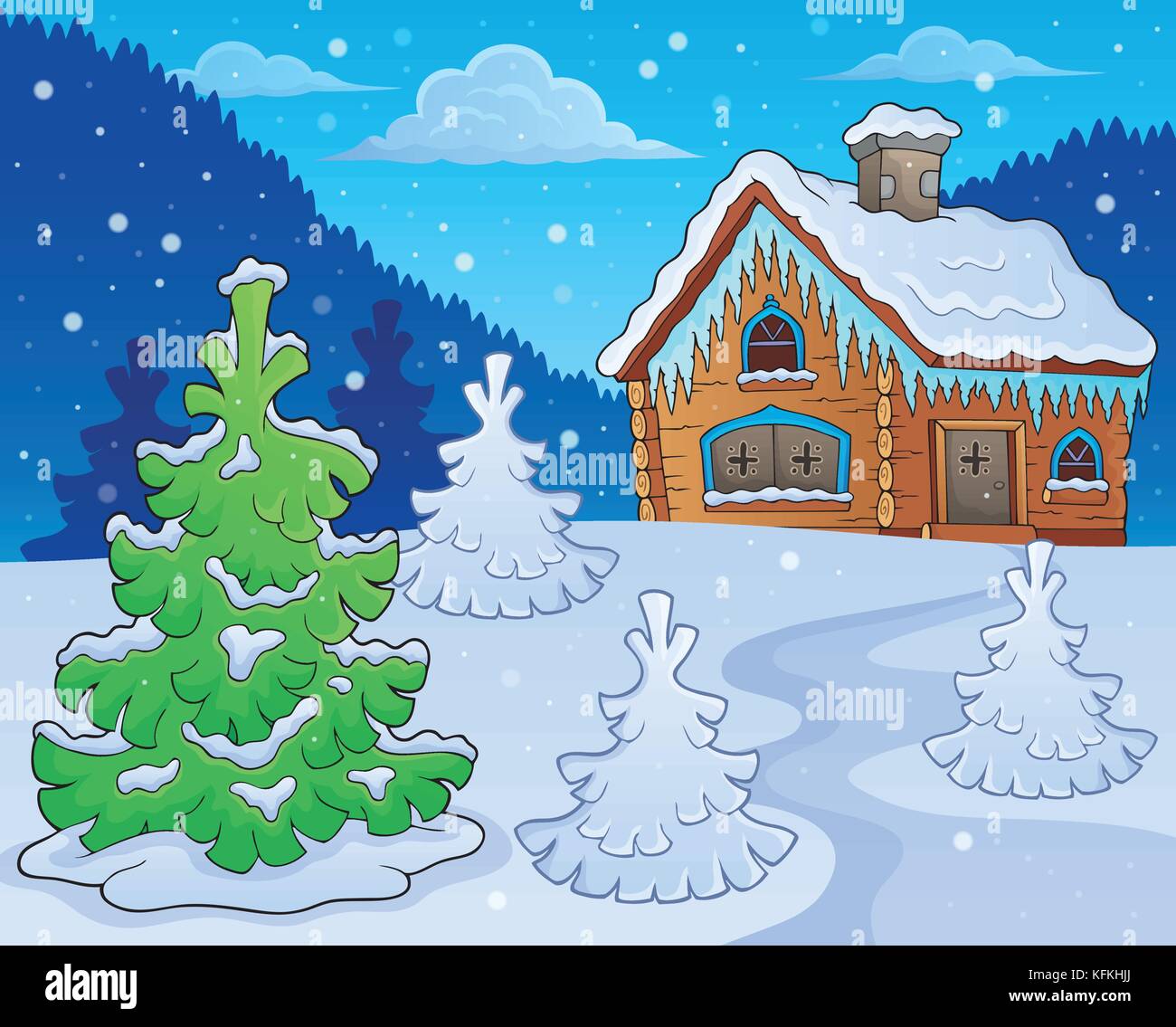 Winter cottage theme image 2 - eps10 vector illustration Stock Vector ...