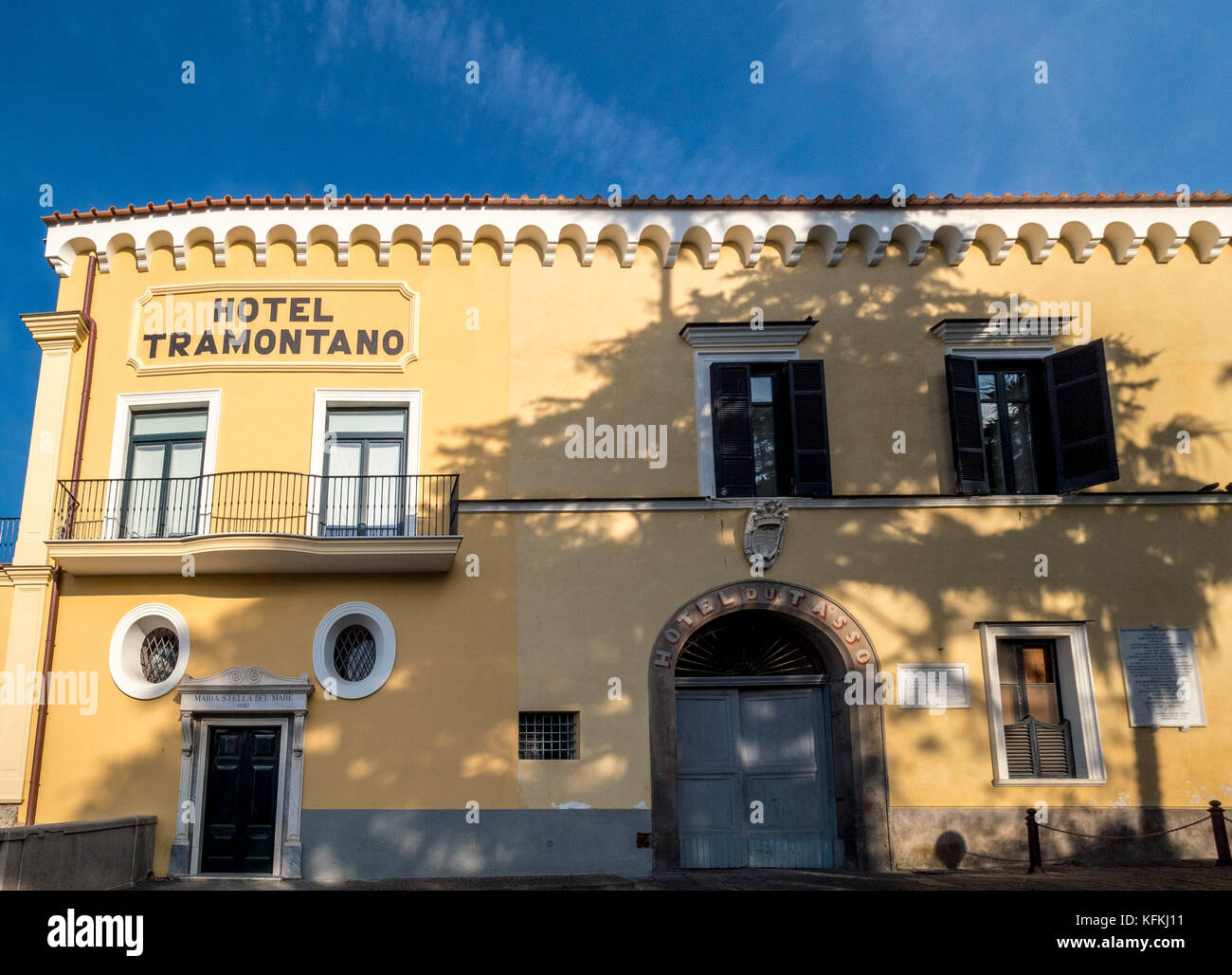 Tramontano Hotel. Birthplace to the celebrated Italian poet, Torquato Tasso, author of: 'Jerusalem Liberated' and 'Aminta'. Stock Photo