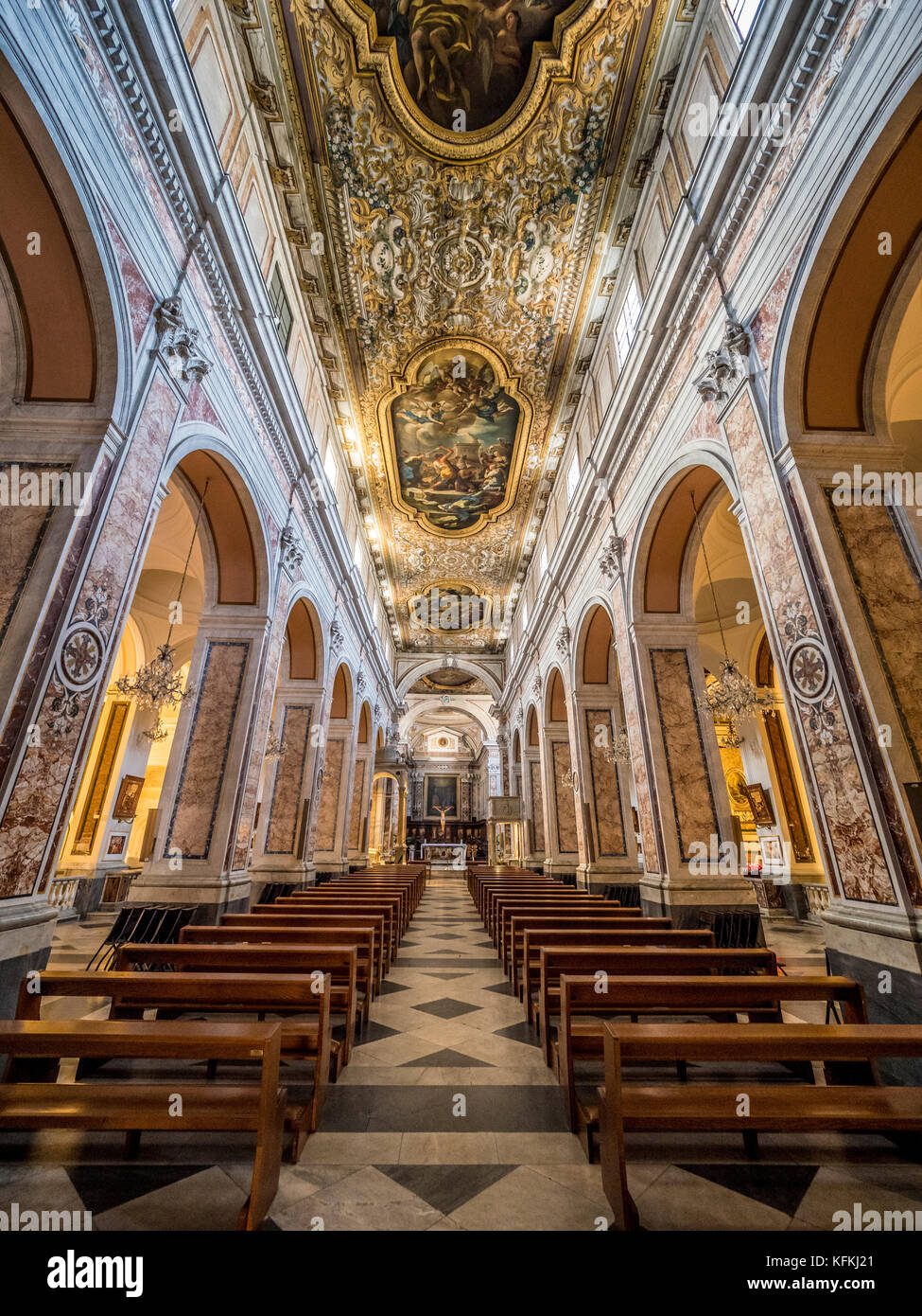 Interior of Sorrento Cathedral, Sorrento, Italy. Stock Photo