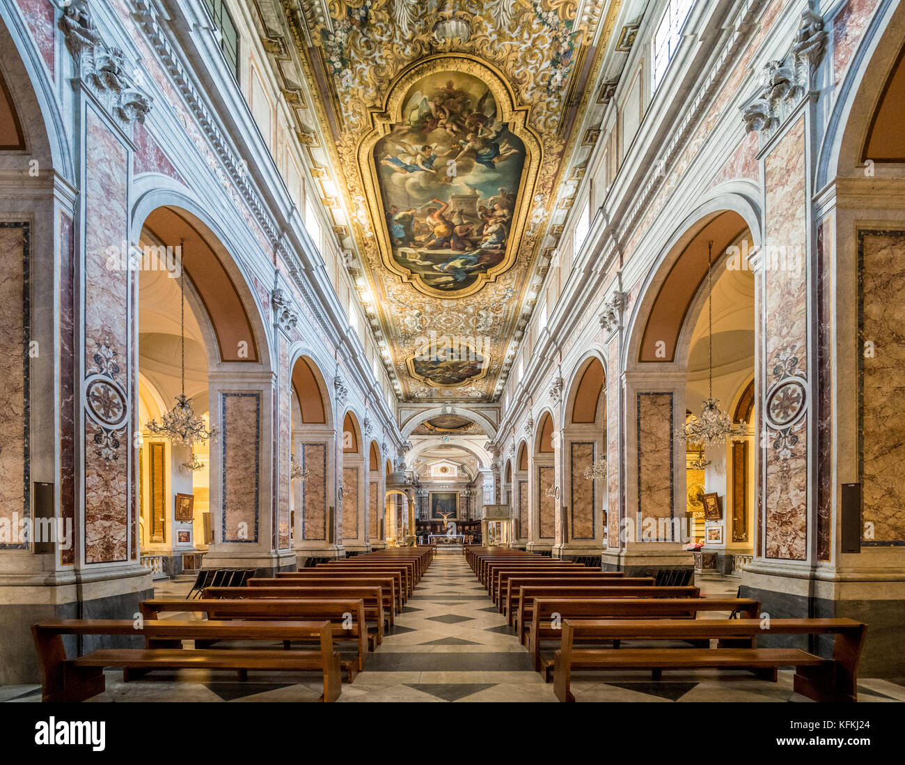 Interior of Sorrento Cathedral, Sorrento, Italy. Stock Photo