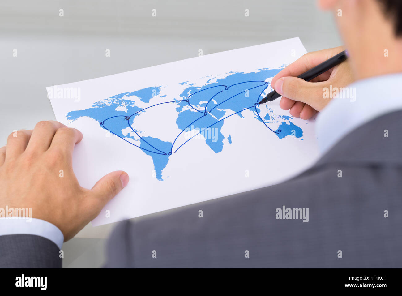 Global business concept. Over the shoulder view Stock Photo