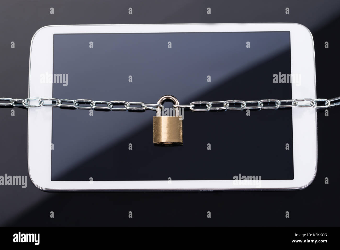 Mobile data security concept over black background Stock Photo