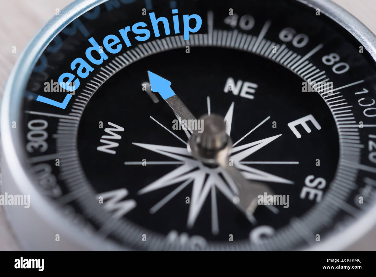 Closeup photo of compass indicating Leadership concept Stock Photo
