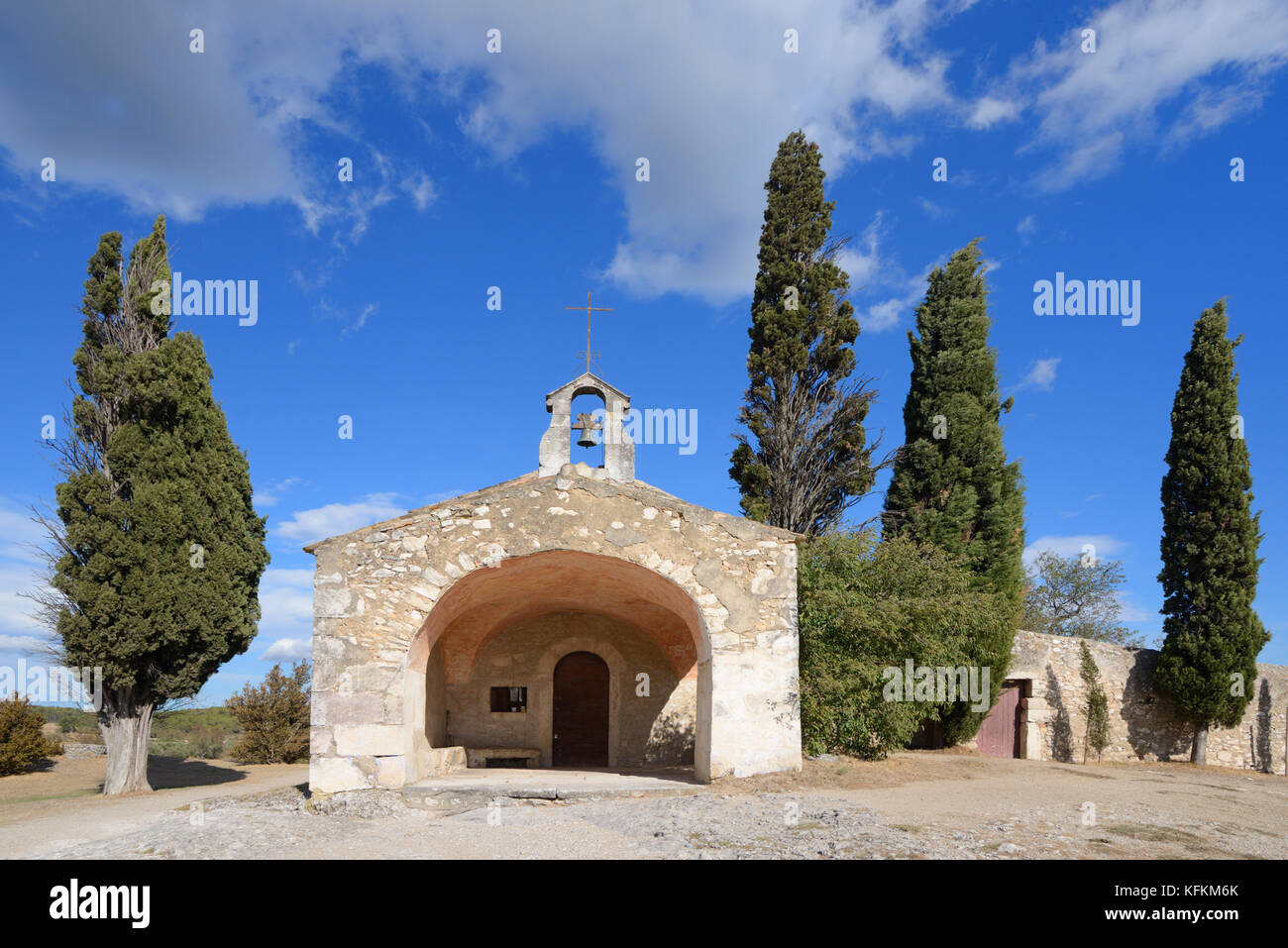 SaintSixte Chapel, a c12th Romanesque Chapel, near Eygalières, in the Alpilles, Provence