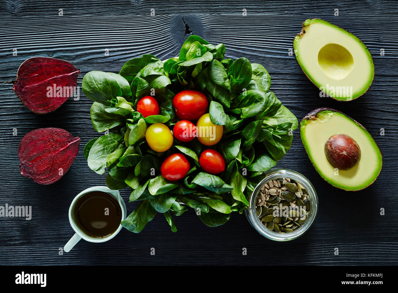 healthy lifestyle food organic salad beetroot avocado Stock Photo