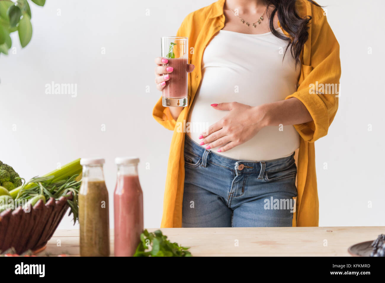 pregnant woman with detox drink Stock Photo Alamy