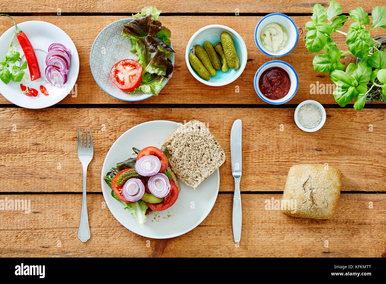 preparing a healthy delicious sandwich foodie lunch Stock Photo