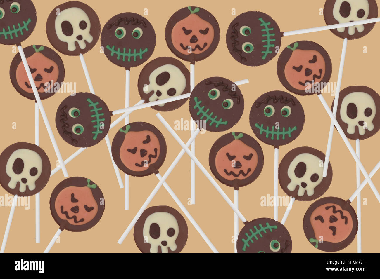 Halloween. Chocolate lollipops background Stock Photo Alamy