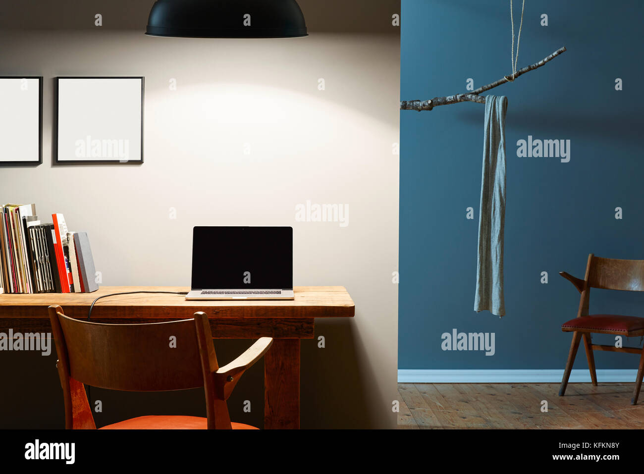 interior design night atmosphere office and hallway Stock Photo