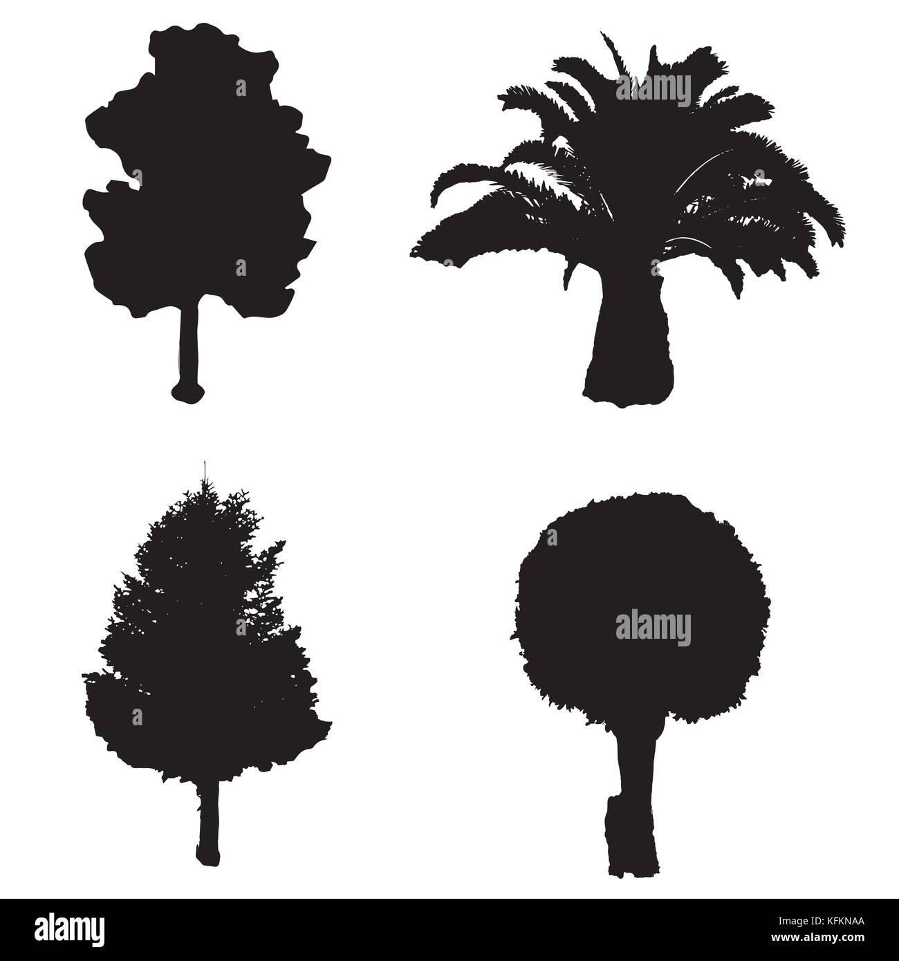 vector set with four silhouette trees Stock Vector Image & Art - Alamy