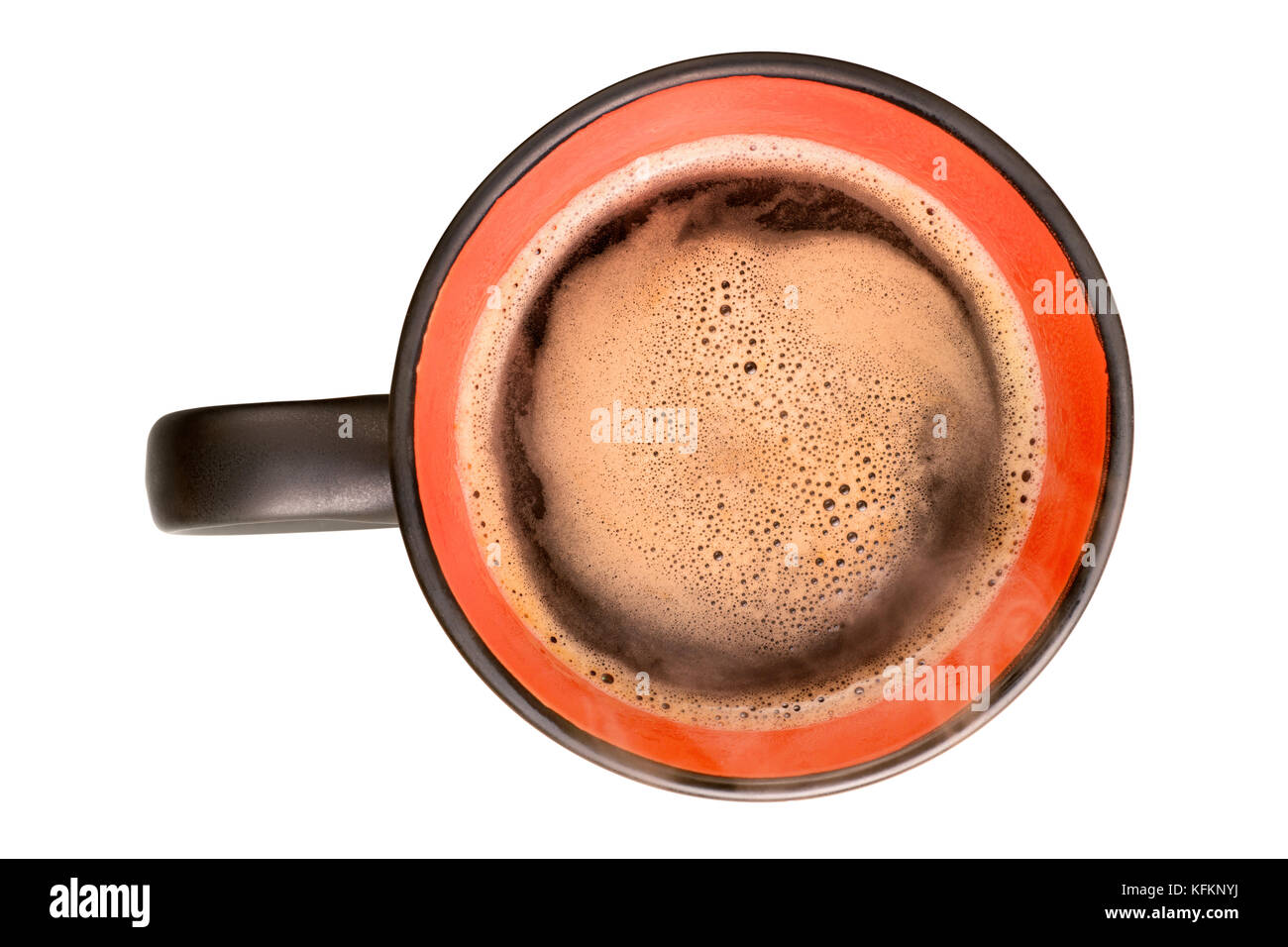 Large coffee cup close up. Top view, isolated on white with clipping path Stock Photo