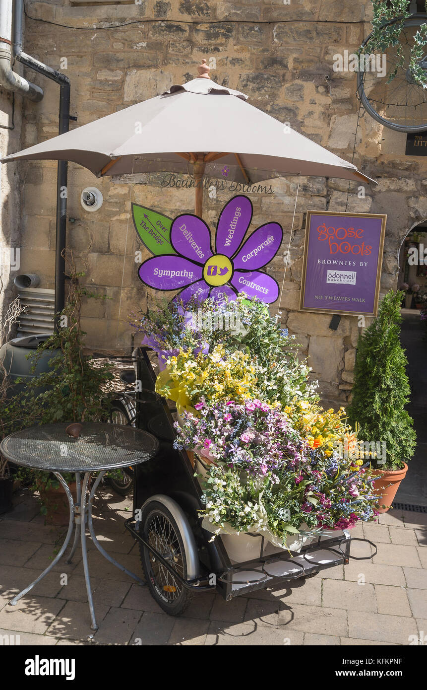 Courtyard sales area for a small flower shop in Bradford on Avon Wiltshire England UK Stock Photo
