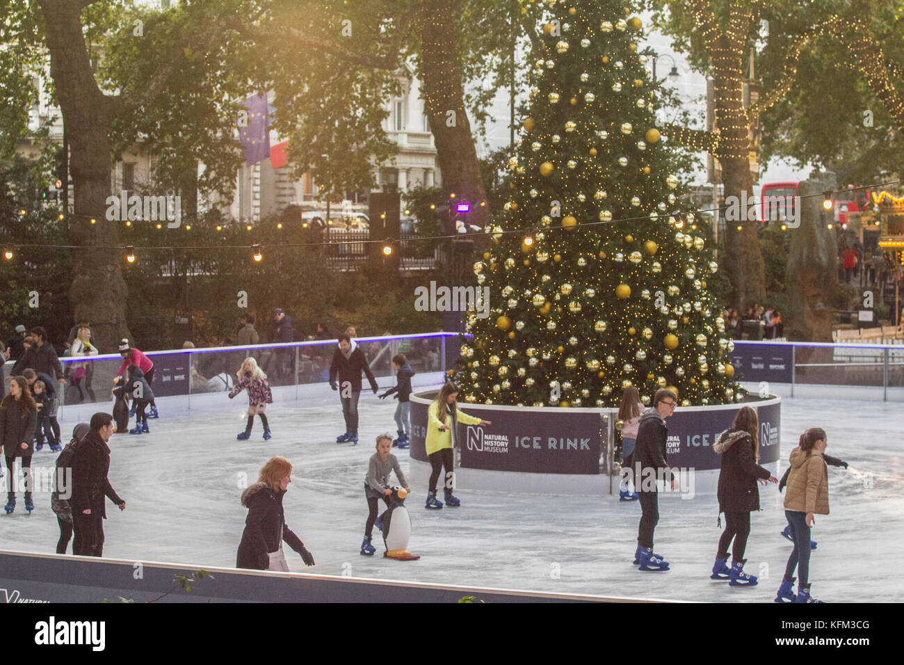Ice Rink Uk London UK. 30th October 2017. People enjoy skating on an ice rink by ...