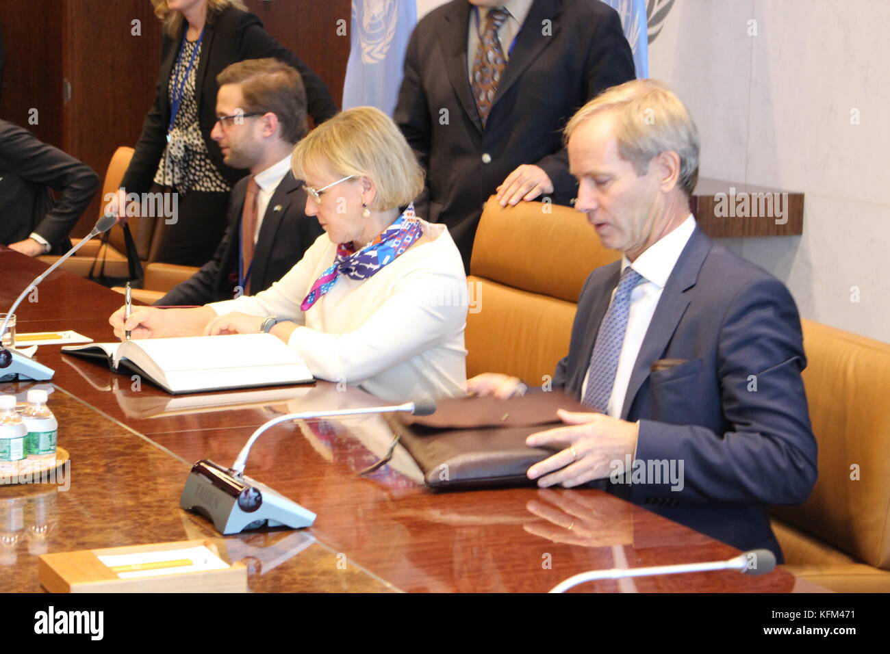 UN, New York, USA. 30th Oct, 2017. Swedish Foreign Minister Margot Wallstrom met UN Sec-Gen Antonio Guterres. Photo: Matthew Russell Lee / Inner City Press/Alamy Live News Stock Photo