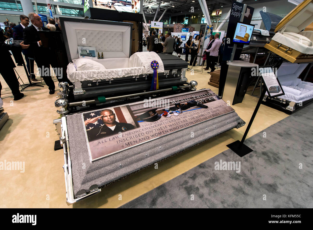 Boston, Massachusetts, USA. 30th Oct, 2017. Funeral service products