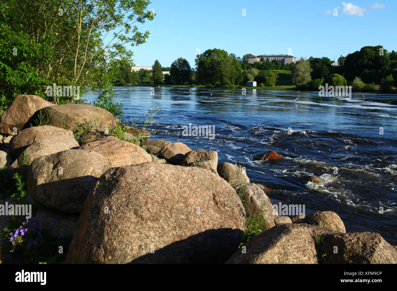 Narva River border of Estonia and Russia Stock Photo Alamy