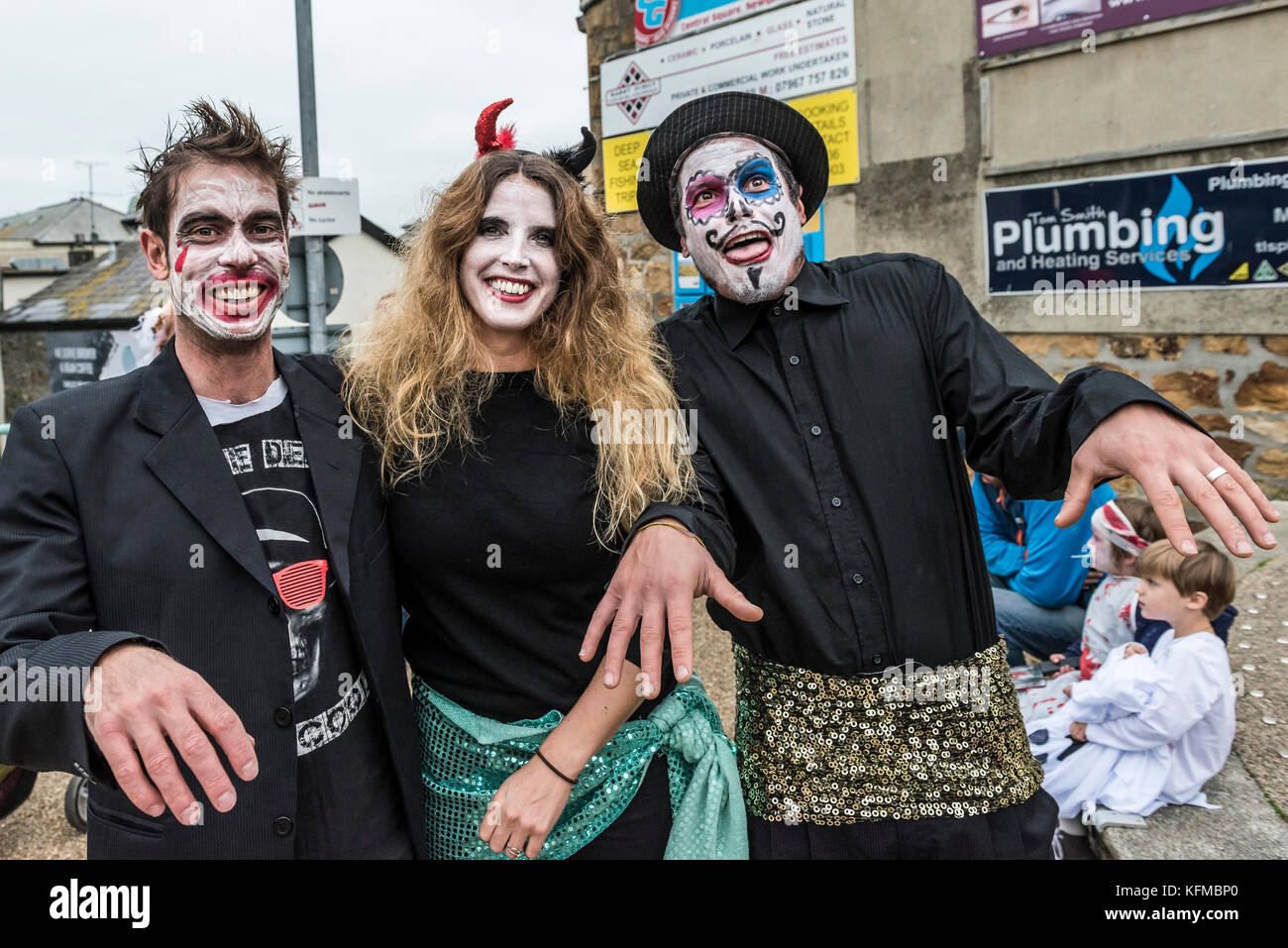 Zombies - three zombies friends in the annual Zombie Crawl in Newquay ...