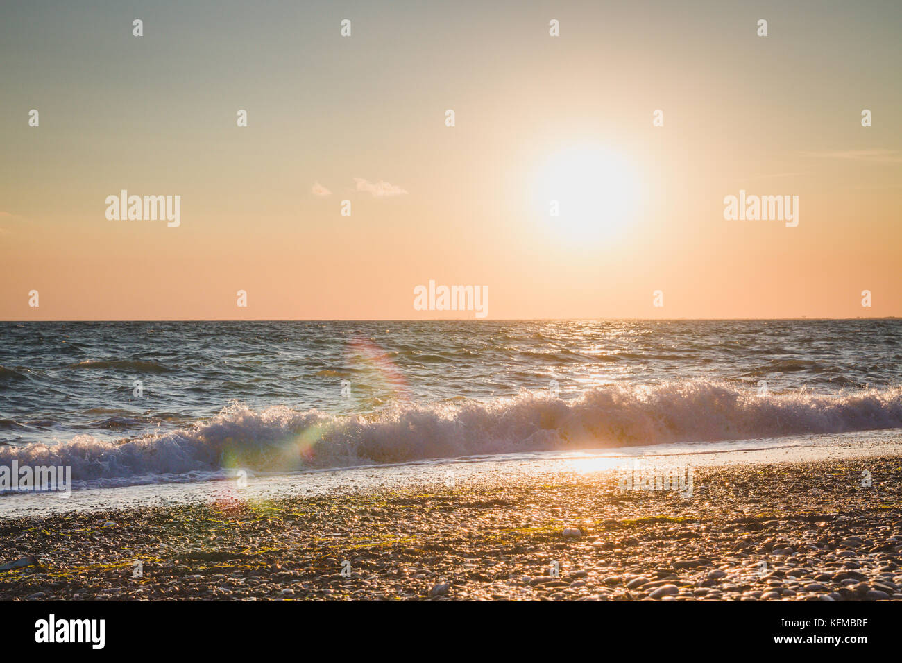Beautiful sunset on the summer sea Stock Photo - Alamy