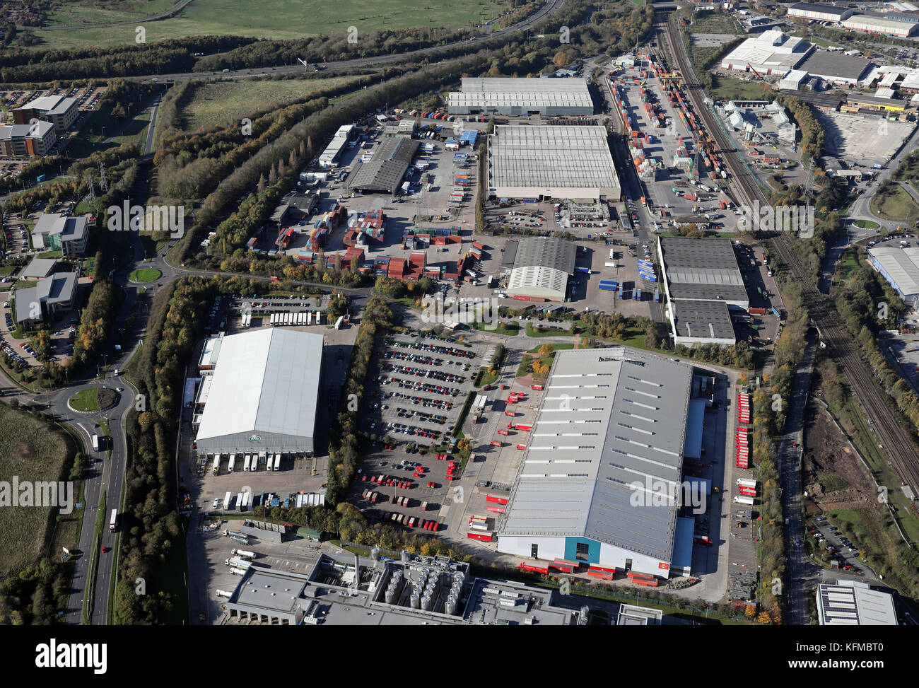 aerial view of Leodis Way, Leeds LS10, UK Stock Photo