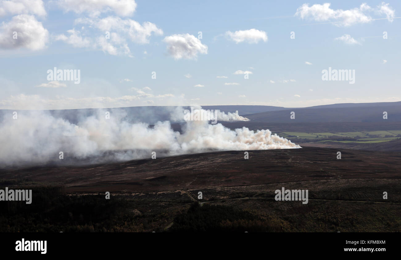 aerial view of moorland fires Stock Photo
