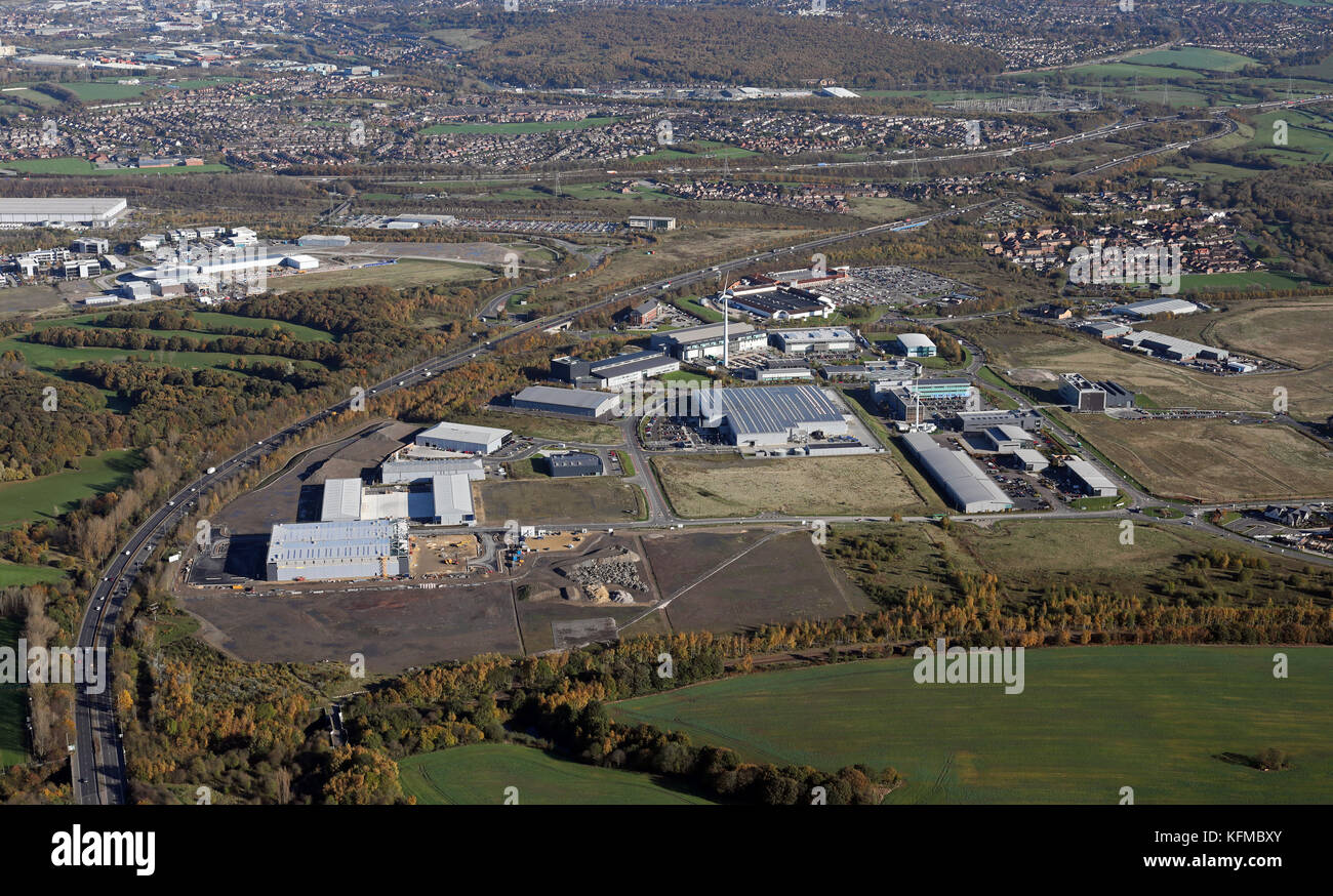 aerial view of Advanced Manufacturing Park, Catcliffe, Rotherham & Sheffield, UK Stock Photo