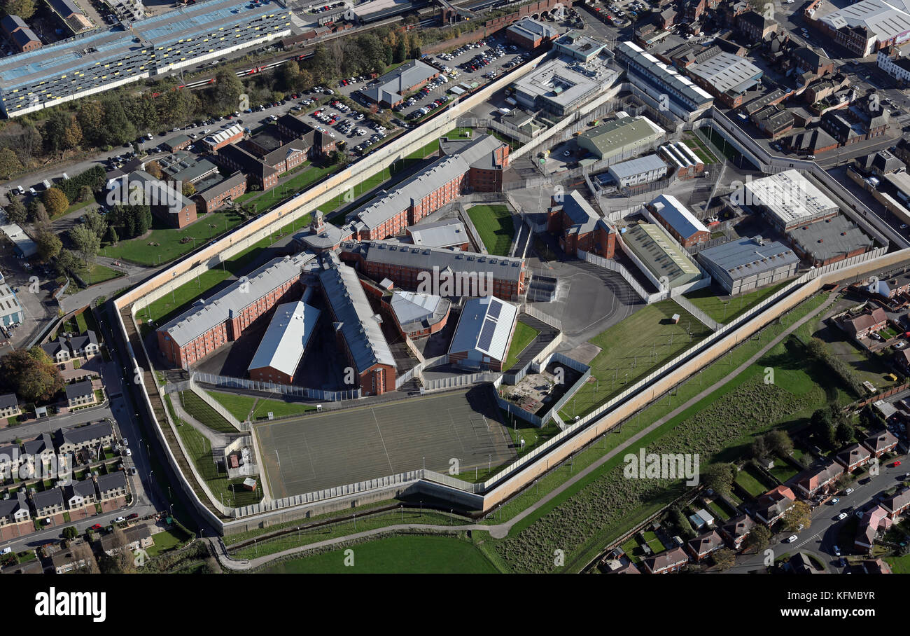 aerial view of HM Wakefield Prison, West Yorkshire, UK Stock Photo