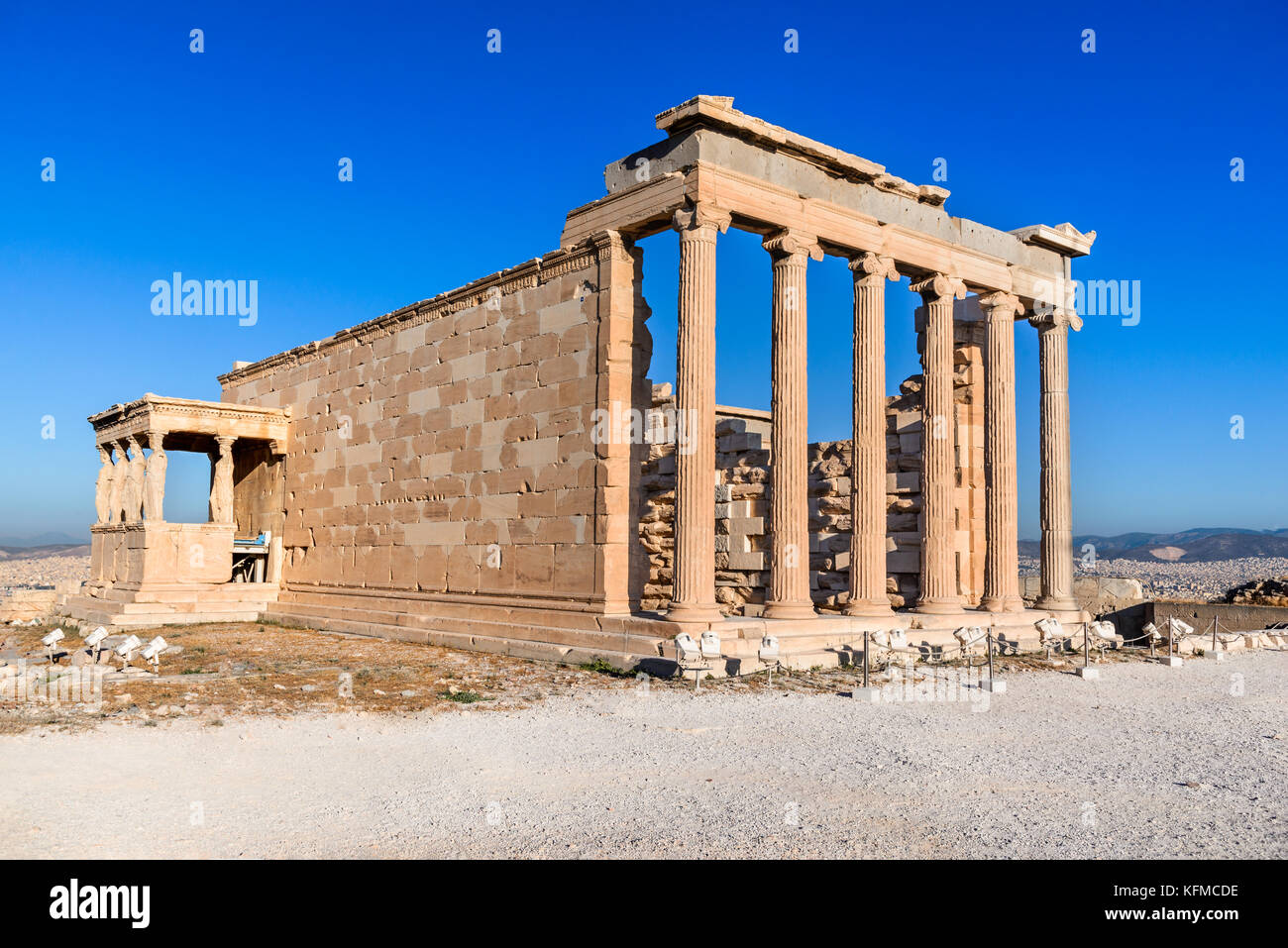 Athens, Greece. The Erechtheion, ancient Greek temple on the Acropolis. Stock Photo