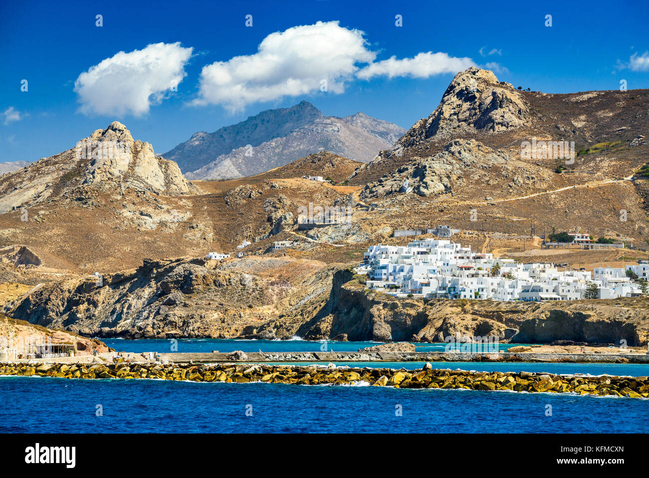 Naxos, Greek Islands. Sunny summer landscape with rocky island, Cyclades in Greece. Stock Photo
