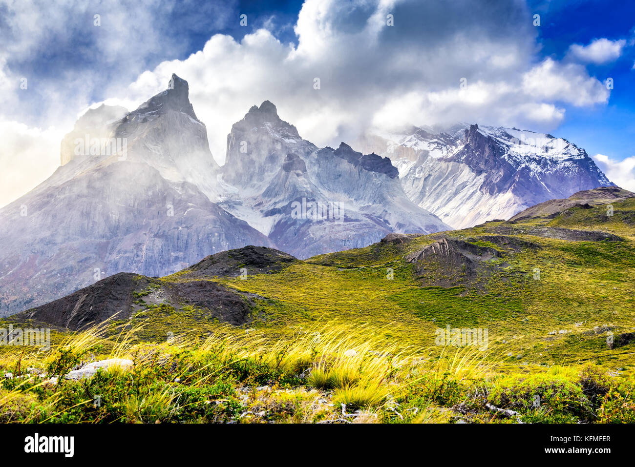 Torres del Paine, Chile - Patagonia landscape with Andes in austral emisphere. Magellanes Region Stock Photo - Alamy