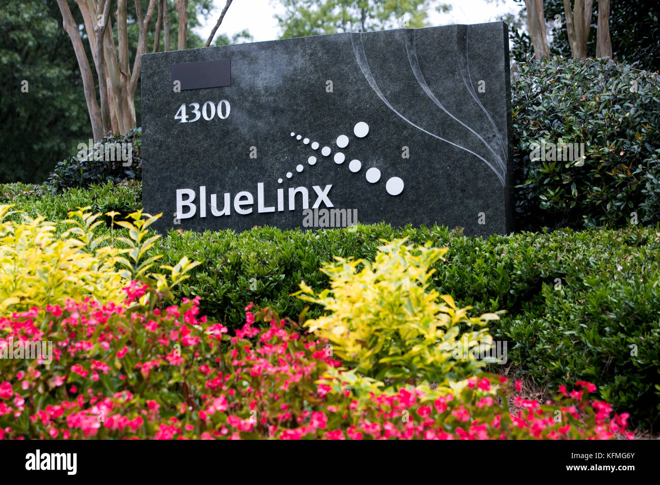 A logo sign outside of the headquarters of BlueLinx Holdings in Atlanta ...