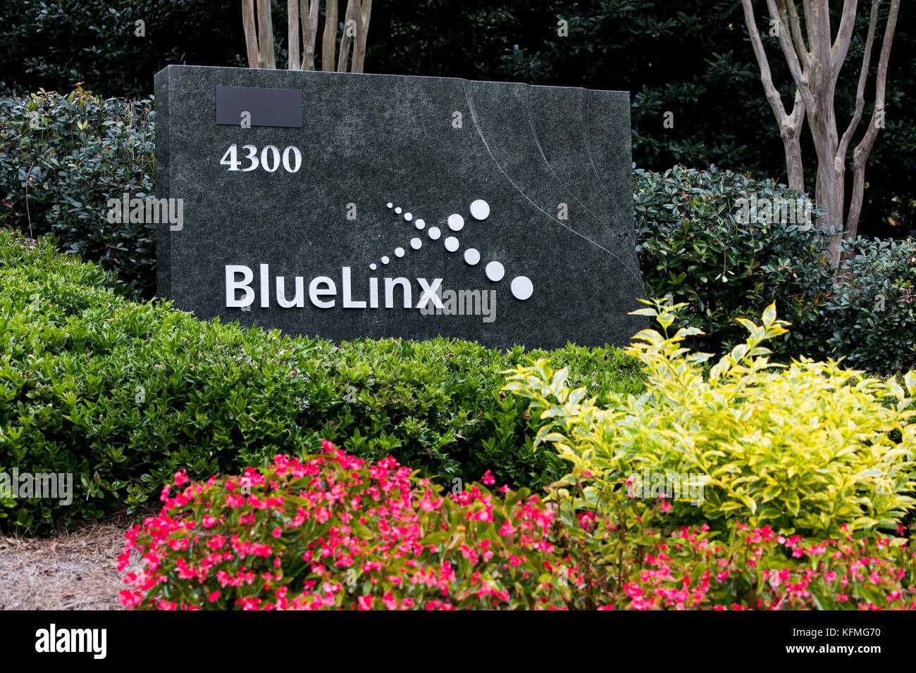 A logo sign outside of the headquarters of BlueLinx Holdings in Atlanta, on October 7