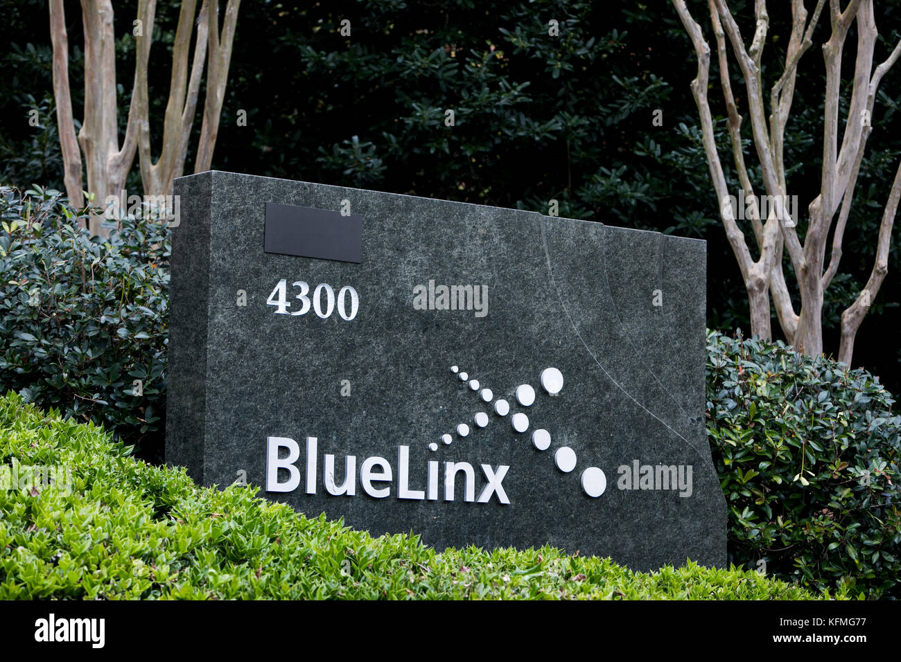 A logo sign outside of the headquarters of BlueLinx Holdings in Atlanta, on October 7