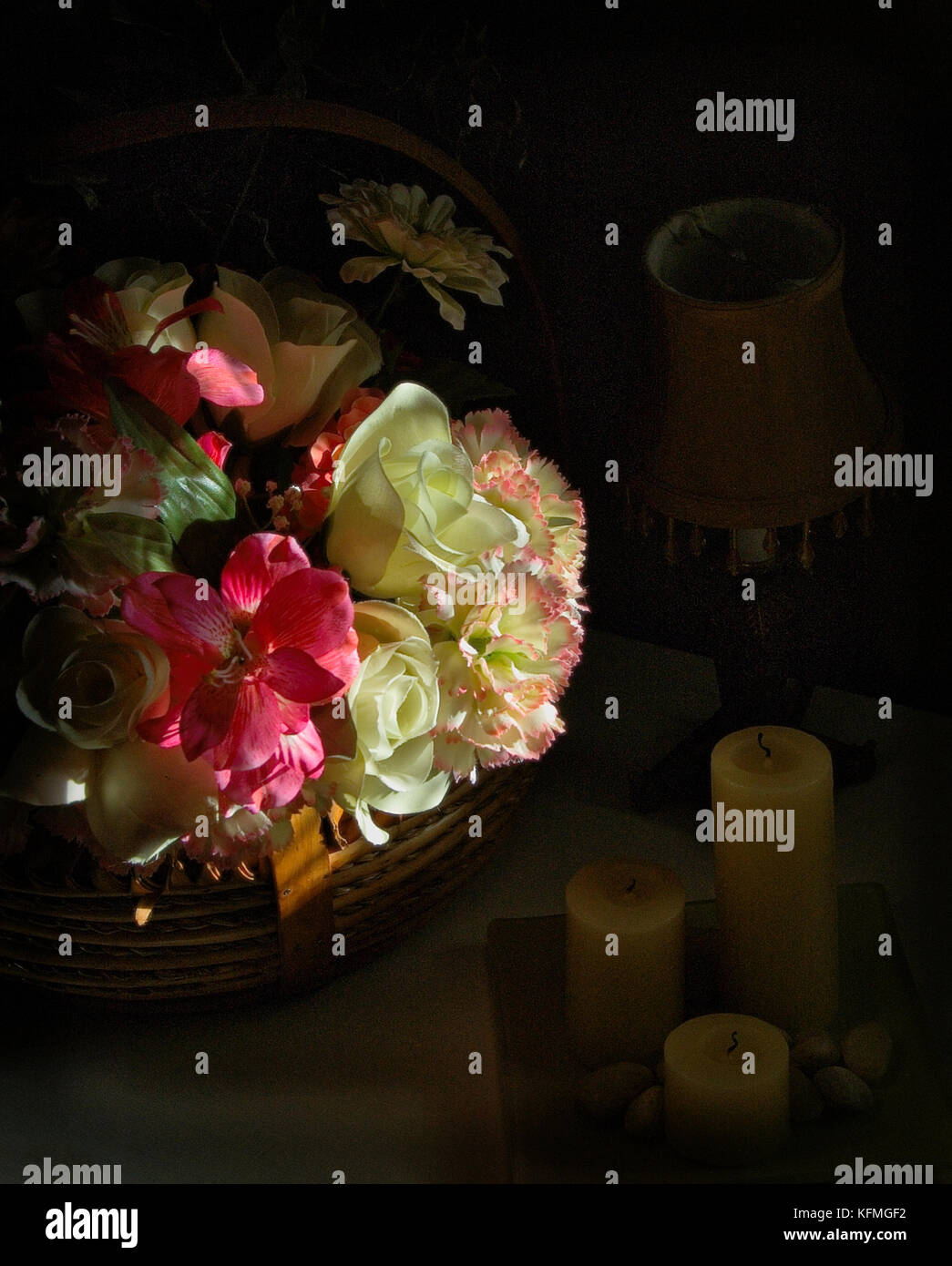 Flower arrangement on a bedside table Stock Photo Alamy