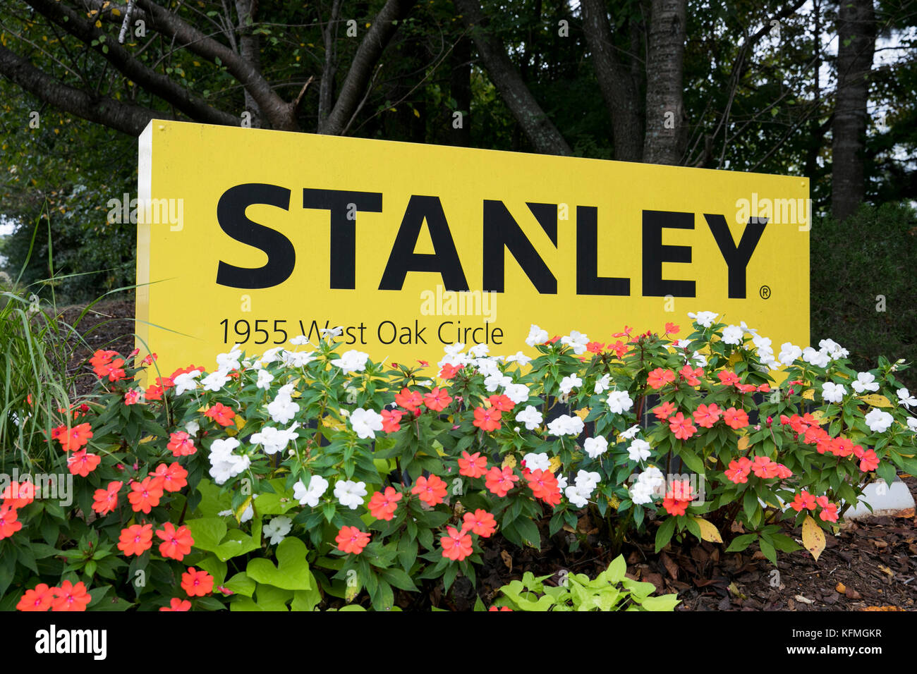 A logo sign outside of a facility occupied by Stanley Hand Tools in