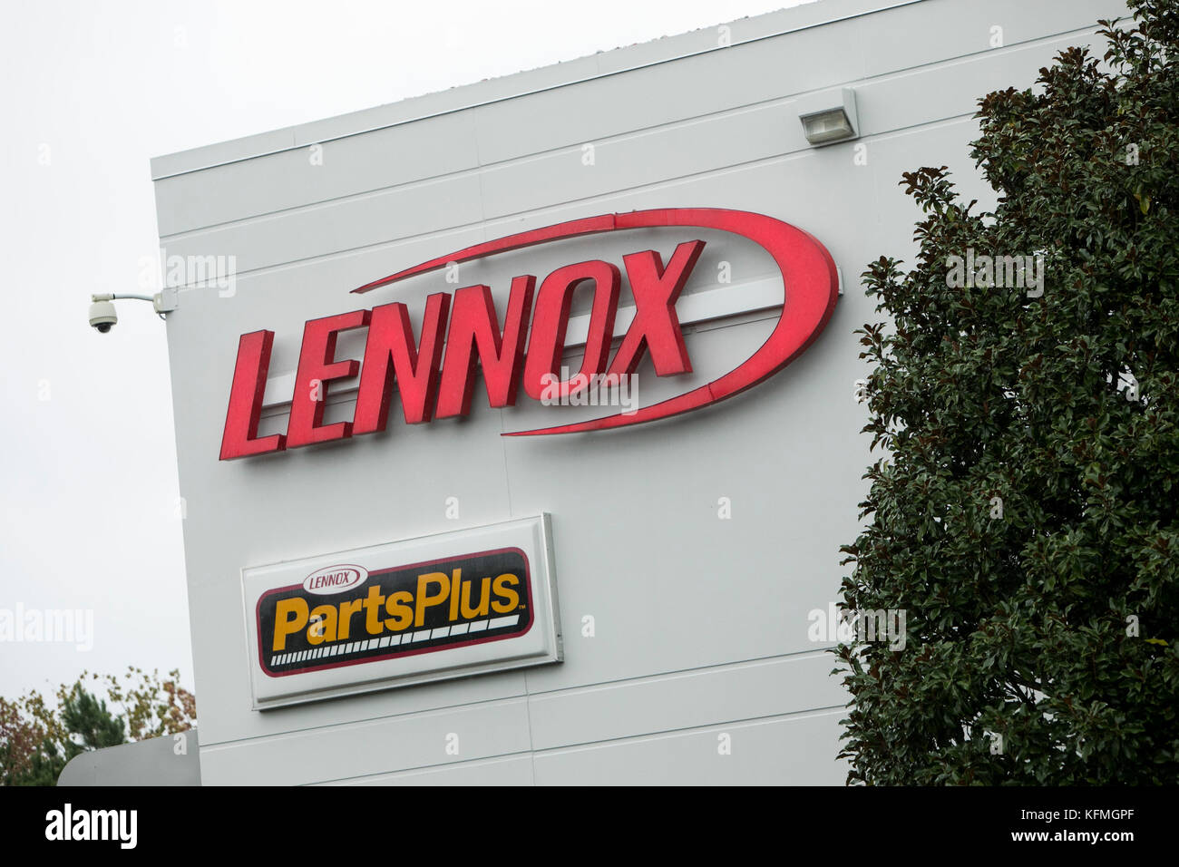 A logo sign outside of a facility occupied by Lennox International Inc., in McDonough,