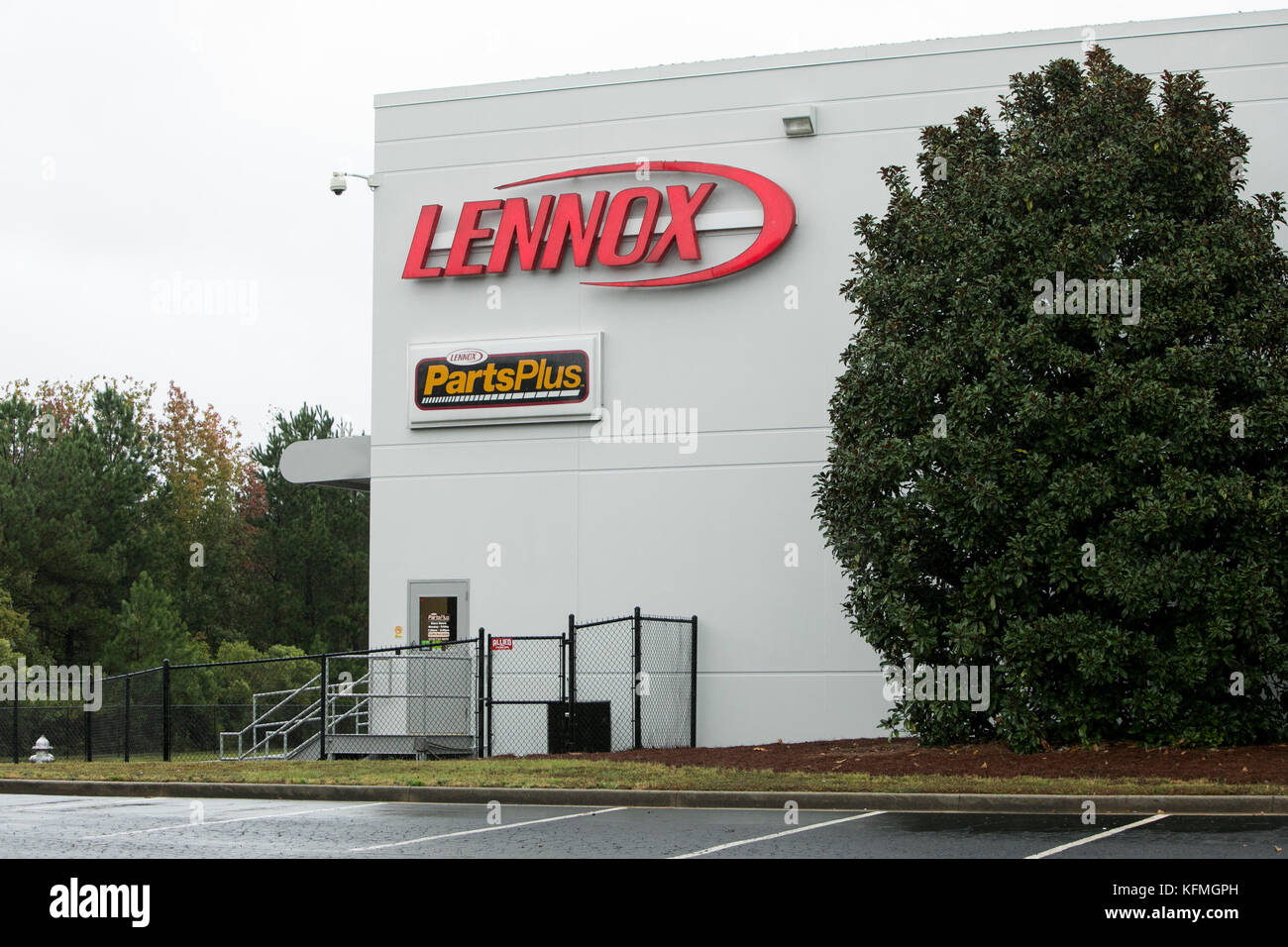 A logo sign outside of a facility occupied by Lennox International Inc., in McDonough,