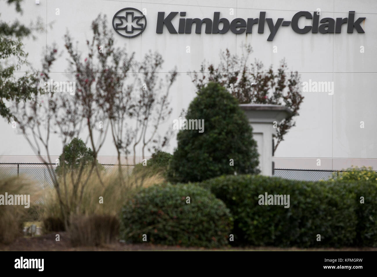 A logo sign outside of a facility occupied by the KimberlyClark