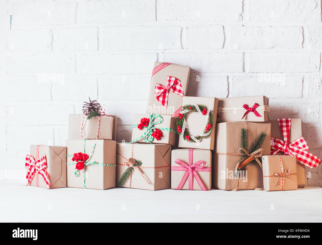 Christmas craft boxes Stock Photo - Alamy