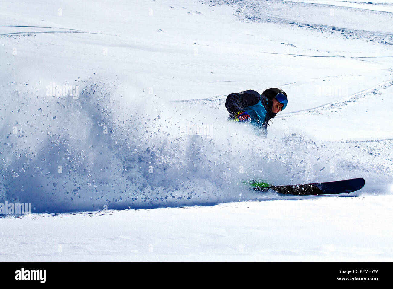Joy of freeride skiing Stock Photo
