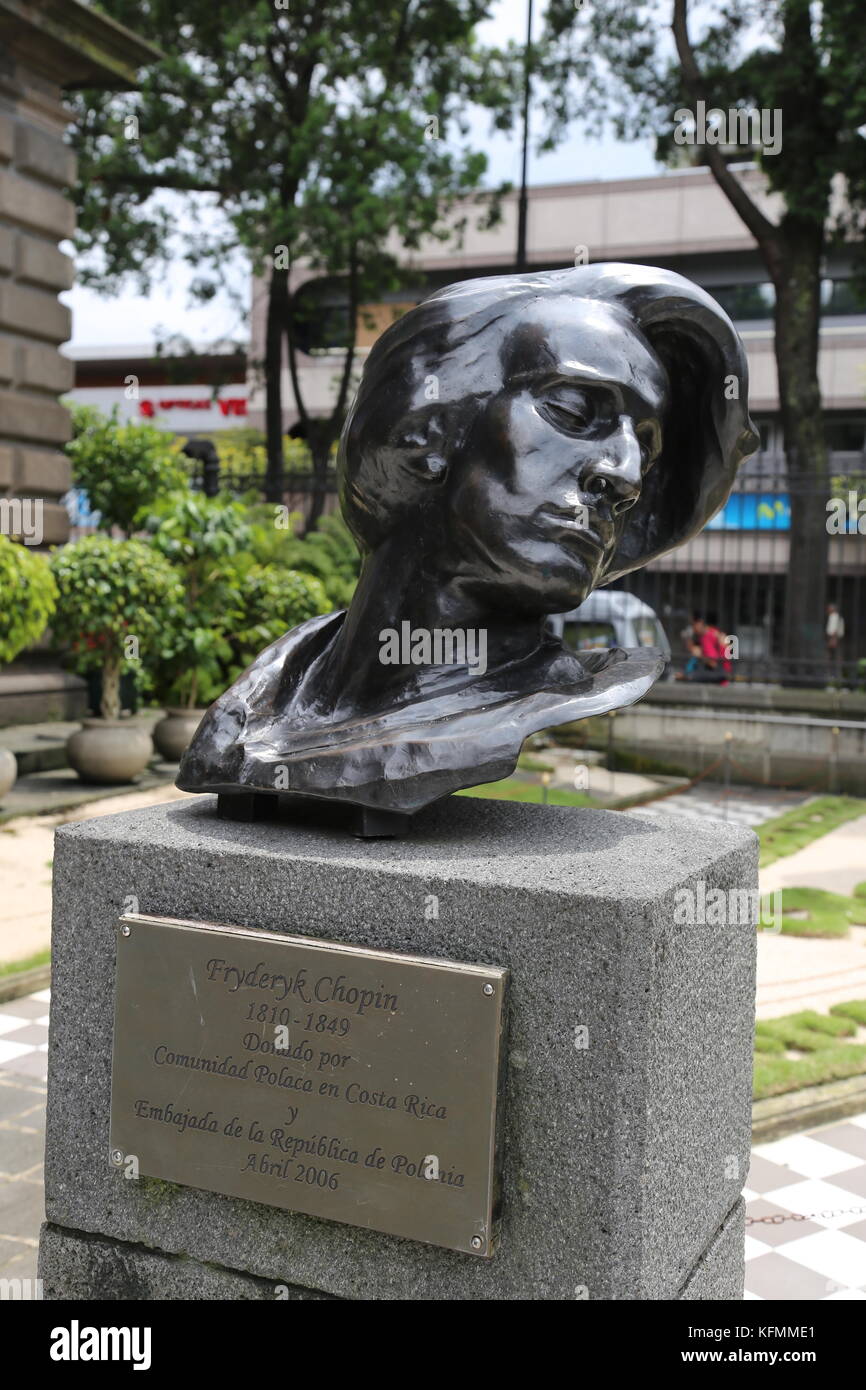Fryderyk Chopin bust, Teatro Nacional (National Theatre), San José, San José province, Central Highlands, Costa Rica, Central America Stock Photo