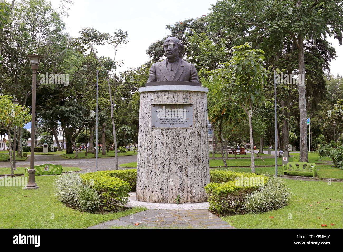 Miguel Hidalgo bust, Parque Nacional (National Park), San José, San José province, Central Highlands, Costa Rica, Central America Stock Photo