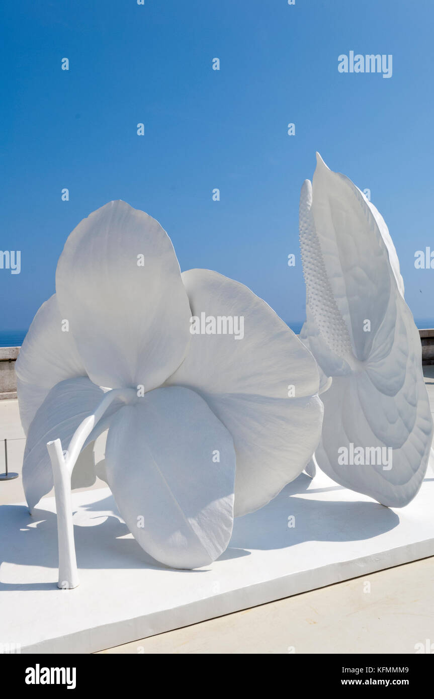 Engine of Evolution - flower sculpture by Marc Quinn at Monaco Aquarium Stock Photo