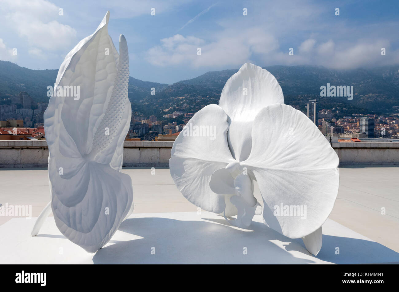 Engine of Evolution - flower sculpture by Marc Quinn at Monaco Aquarium Stock Photo