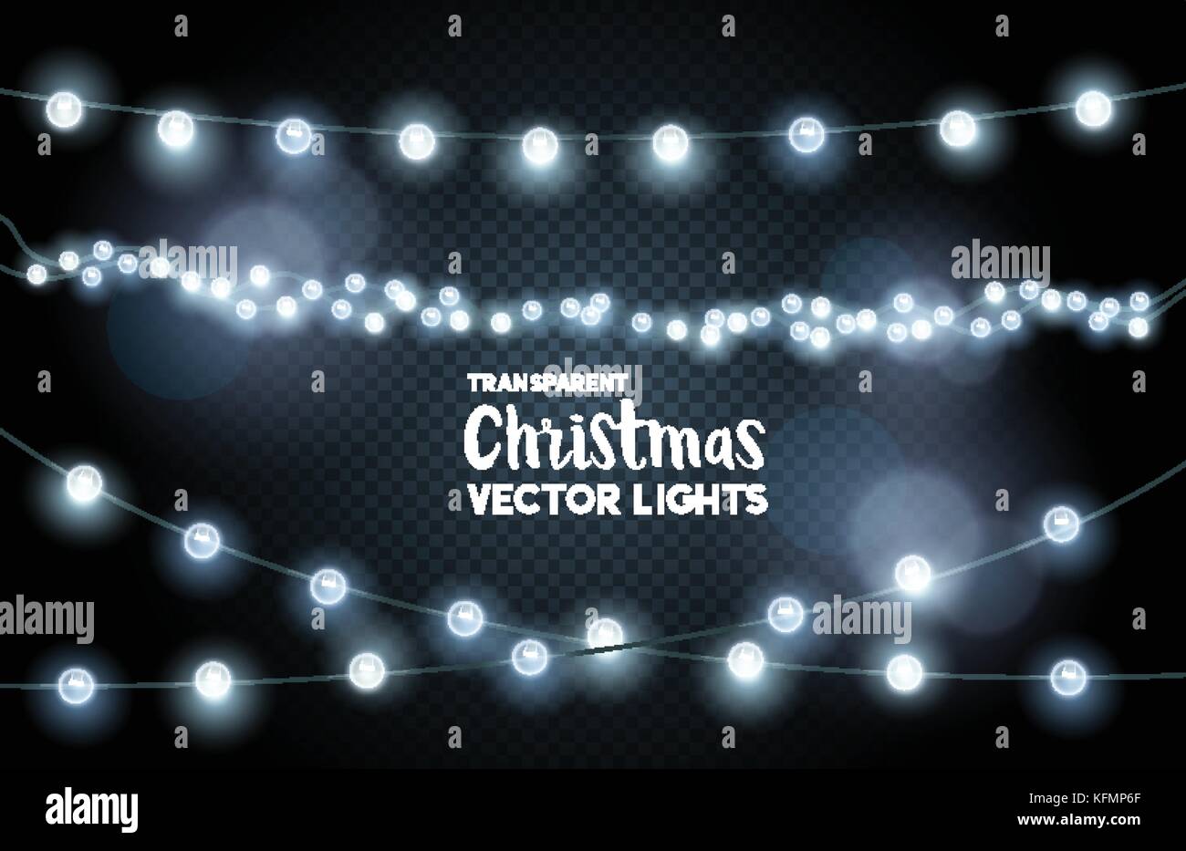 silver glowing christmas lights collection. vector illustration. Stock Vector